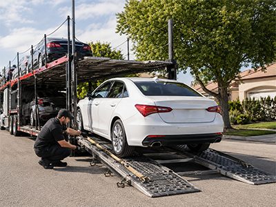 Vehicle owner preparing a car before transport pickup